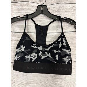 Koral Black Camo Versatility Sweeper Racerback Sports Bra Size M